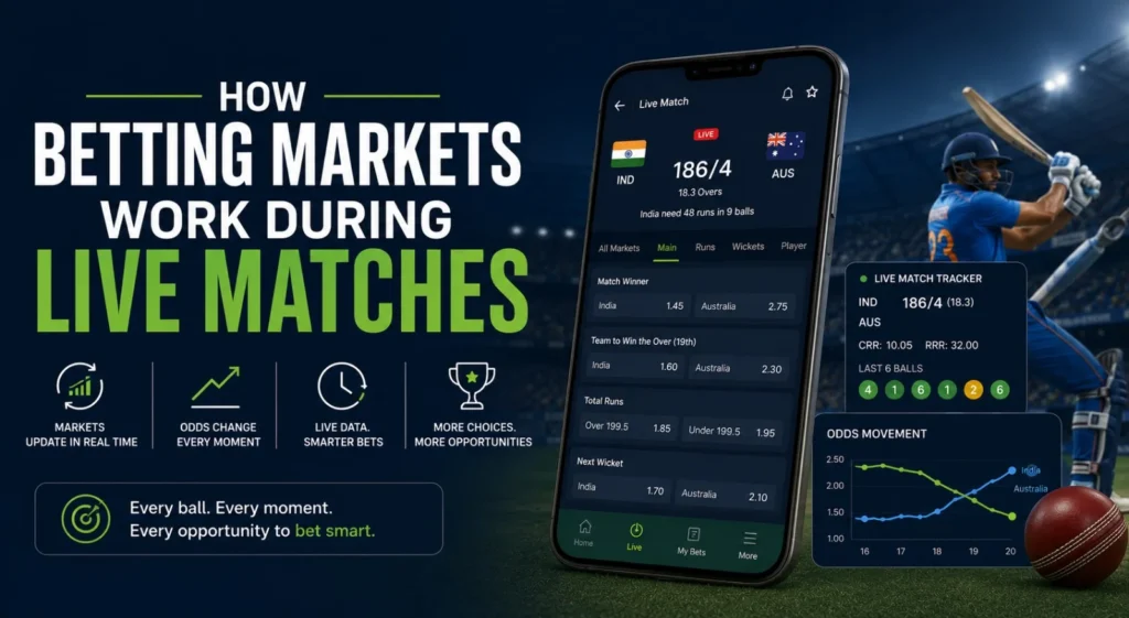 Live match betting market insights and action